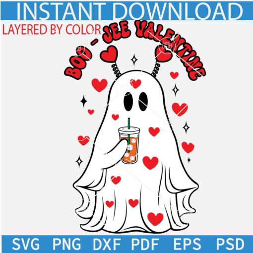 Boojee Valentine Ghost SVG, Valentine Stanley Tumbler SVG