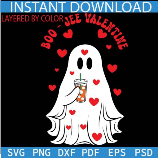 Boojee Valentine Ghost SVG, Valentine Stanley Tumbler SVG, Valentine Ghost taking Juice SVG