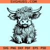 Cute baby highland cow SVG, baby highland cow svg, highland cow with flowers svg