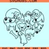 Dog Doodle Heart SVG, dog heart svg, dog love svg