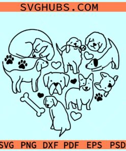 Dog Doodle Heart SVG, dog heart svg, dog love svg