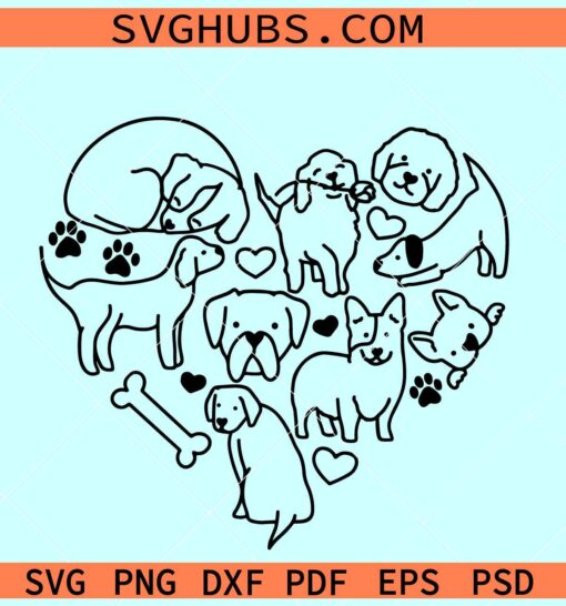 Dog Doodle Heart SVG, dog heart svg, dog love svg