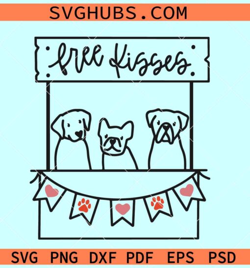 Dog Valentines Day SVG, free kisses dog valentine svg