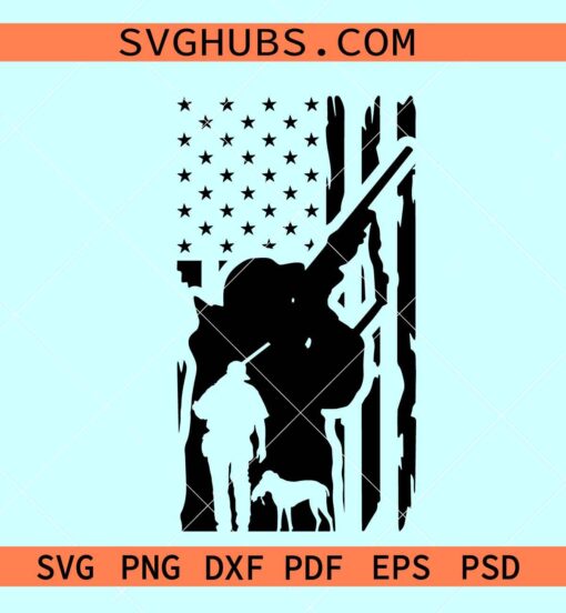 Duck hunting American flag SVG, flying duck SVG, hunter and duck svg
