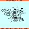 Floral bee SVG, bee with flowers svg, bee svg