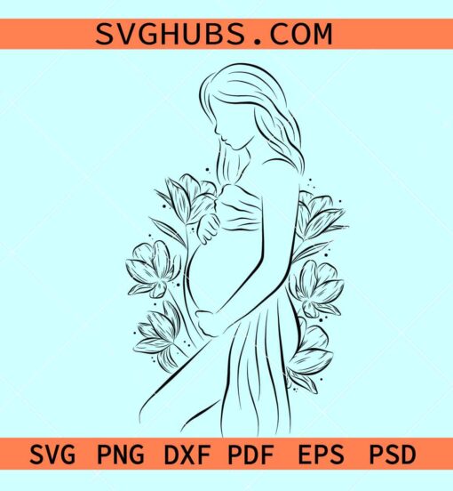 Floral pregnant woman SVG