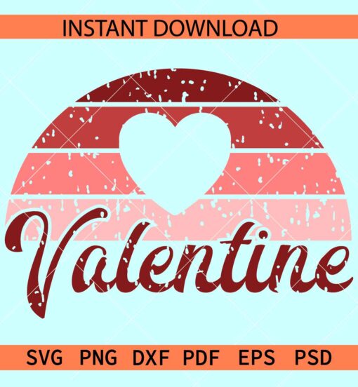 Grunge valentine retro semi circle SVG, Retro Valentine SVG, Distressed Retro Circle Valentine SVG