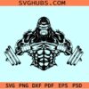 Gym gorilla svg, gorilla weightlifting svg, fitness gorilla svg, workout tank svg