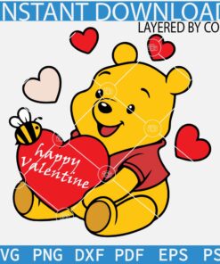 Happy Valentine Winnie The Pooh SVG, Winnie the Pooh Happy Valentine SVG