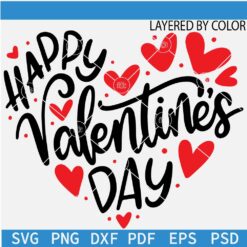 Happy Valentines Day Heart SVG, Happy Valentines Retro Text SVG