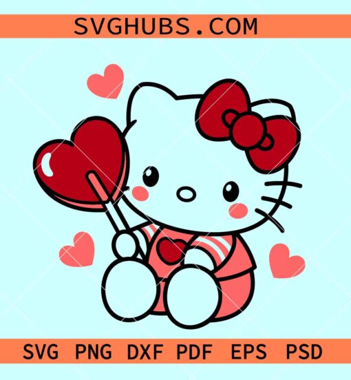 Hello Kitty Valentine SVG, Kitty love svg, love Hello Kitty svg, Kitty Valentine svg