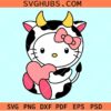 Hello Kitty cow svg, Cow Hello Kitty Heart Svg, Hello Kitty Valentine svg