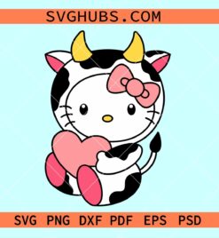 Hello Kitty cow svg, Cow Hello Kitty Heart Svg, Hello Kitty Valentine svg