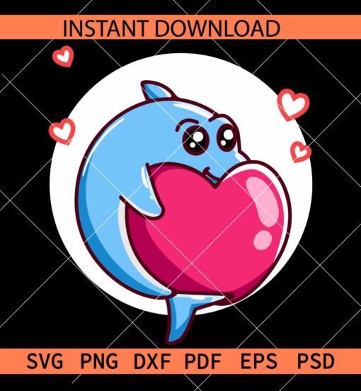 Kawaii Baby shark SVG, Valentine Baby Shark SVG