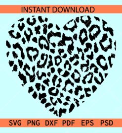 Leopard Print Heart Black SVG, Heart Leopard Print SVG, Cheetah Print Heart SVG
