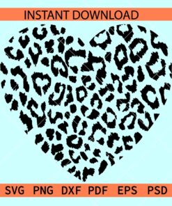 Leopard Print Heart Black SVG, Heart Leopard Print SVG, Cheetah Print Heart SVG