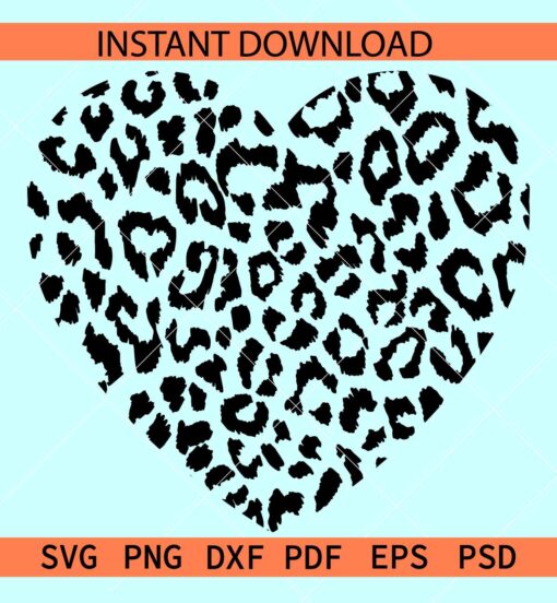 Leopard Print Heart Black SVG, Heart Leopard Print SVG, Cheetah Print Heart SVG