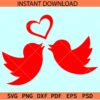 Love birds with heart symbol SVG, Valentine Birds SVG, Kissing Birds SVG