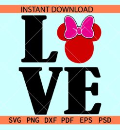 Love phrase Minnie head SVG, Love Name Minnie Head SVG