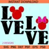 Love phrase mickey Minnie head Bundle SVG, Love Minnie and Mickey Head SVG Bundle