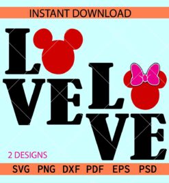 Love phrase mickey Minnie head Bundle SVG, Love Minnie and Mickey Head SVG Bundle