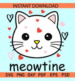 Meowentine Svg, Cat Face Meowentine Svg, Cat Valentine Svg