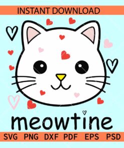 Meowentine Svg, Cat Face Meowentine Svg, Cat Valentine Svg