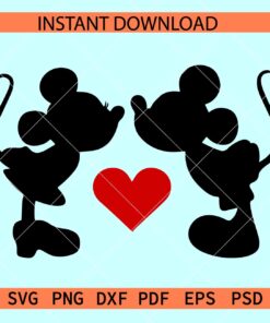 Mickey Minnie silhouette Kissing SVG