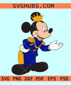 Mickey Mouse Prince svg, Navy Prince Mouse Clipart, Royal Blue Prince Mickey svg