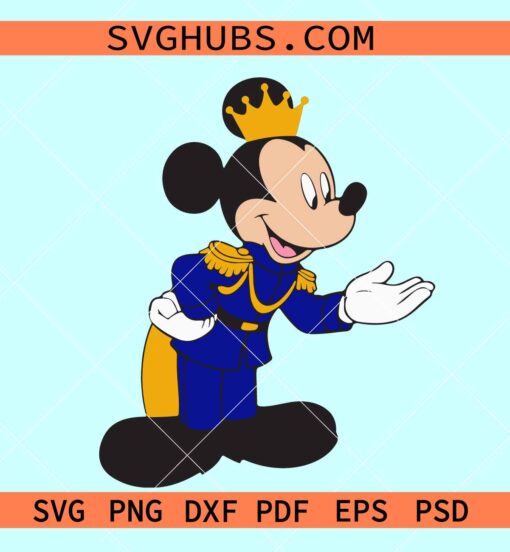 Mickey Mouse Prince svg, Navy Prince Mouse Clipart, Royal Blue Prince Mickey svg