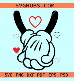 Disney Valentine’s Day Hands SVG, Valentine Gloved Hands SVG, Mickey and Minnie Love Hands SVg,
