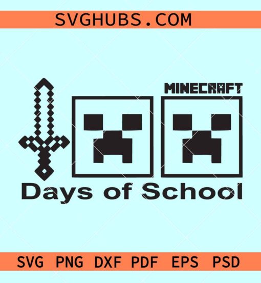 Minecraft 100 days of school SVG, Minecraft school shirt svg