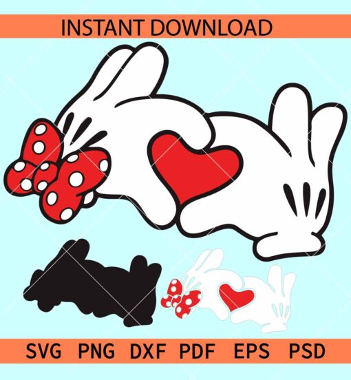 Minnie Mouse Hand Heart Sign SVG, Valentine Mickey Hands svg