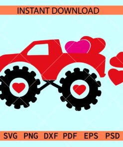 Monster truck with hearts SVG, Valentine Monster truck with hearts SVG, Boy Valentine SVG