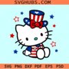 Patriotic Hello Kitty svg, Hello Kitty 4th of July svg, Kitty American flag svg, Happy 4th of July svg