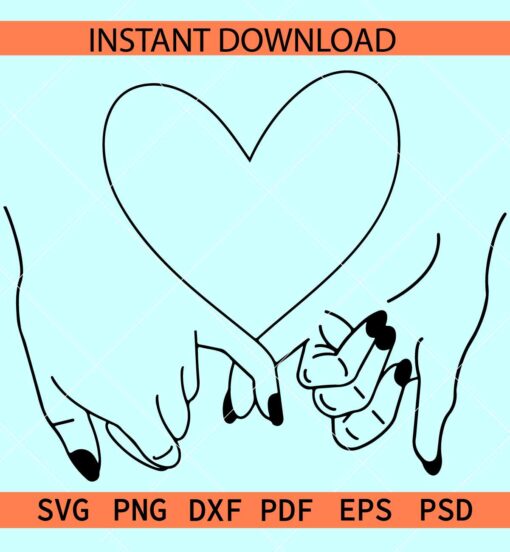 Pinky promise heart symbol SVG, Pinky Love hands SVG, Pinky ASL SVG