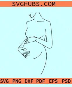 Pregnant woman line art svg, pregnancy line art svg, pregnancy announcement svg