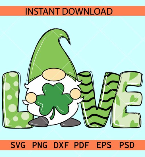 St Patrick's gnome Love Phrase SVG, St. Patrick's Valentine SVG