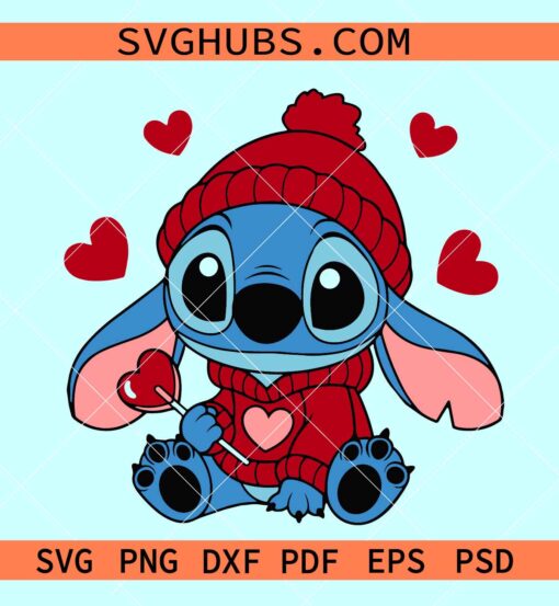 Stitch candy heart SVG, Love svg, valentines day svg