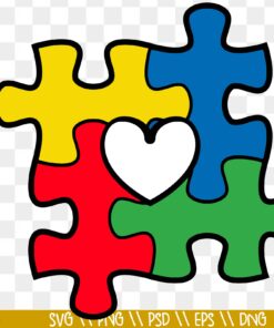 Autism Awareness Puzzle heart SVG, Autism awareness SVG, PNG Design