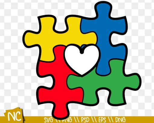 Autism Awareness Puzzle heart SVG, Autism awareness SVG, PNG Design