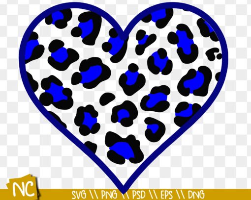 Police leopard print heart SVG, Back the blue leopard print heart SVG, thin blue line svg, back the blue svg