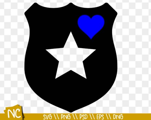 Back the Blue Heart Shield SVG, Law Enforcement svg, police badge svg