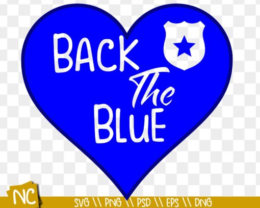 Blue Heart Police Support Design - SVG, PNG, EPS, AI Files Included - Show Your Love for Law Enforcement!