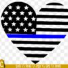 Back the Blue Heart US Flag SVG, blue heart US flag svg, police support SVG