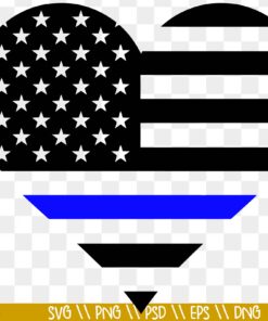 Blue heart US flag SVG, Police heart SVG, Blue lives matter svg