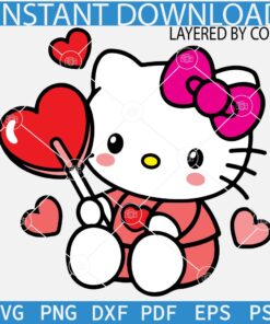 Valentine Kitty SVG, Hello Kitty Love Heart Balloon SVG