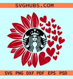 Valentine Starbucks logo svg, Starbucks Valentine heart svg, Valentine sunflower logo svg