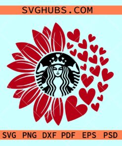 Valentine Starbucks logo svg, Starbucks Valentine heart svg, Valentine sunflower logo svg