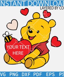 Valentine Winnie The Pooh Name Frame SVG